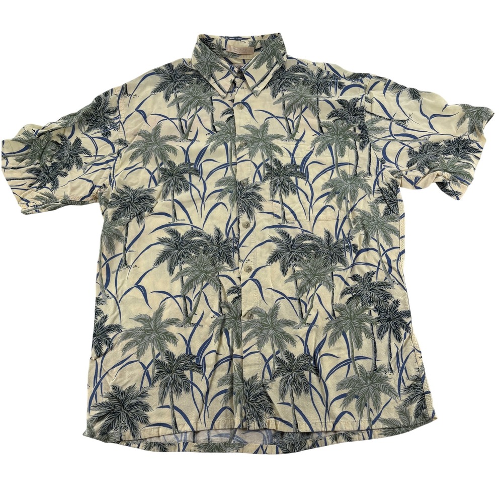 Campia Moda Short Sleeve Button Down M Palm Tree Tropical Rayon Shirt